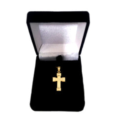 14k Yellow Gold Shiny Finish Square Tube Cross Pendant fine designer jewelry for men and women