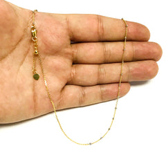 Two Tone Saturn Chain Choker 14k Yellow Gold Necklace, 16" Adjustable fine designer jewelry for men and women