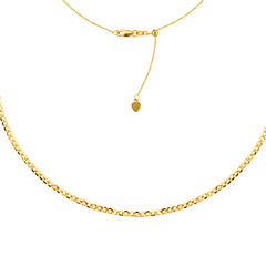 Curb Chain Choker 14k Yellow Gold Necklace, 16" Adjustable fine designer jewelry for men and women
