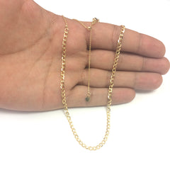 Curb Chain Choker 14k Yellow Gold Necklace, 16" Adjustable fine designer jewelry for men and women
