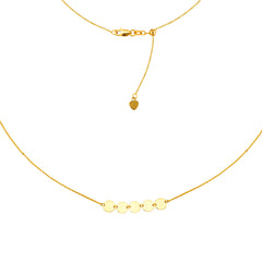 Mini Disk Choker 14k Gold Necklace, 16" Adjustable fine designer jewelry for men and women