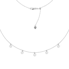 5 Dangle Mini Disc Choker 14k Gold Necklace, 16" Adjustable fine designer jewelry for men and women