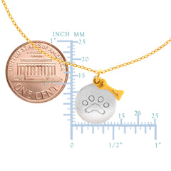 14k White Gold Round Paw Charm And Dog Bone Pendant Necklace, 17" fine designer jewelry for men and women