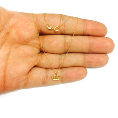 14k Yellow Gold Shiny Crown Pendant Necklace, 18" fine designer jewelry for men and women