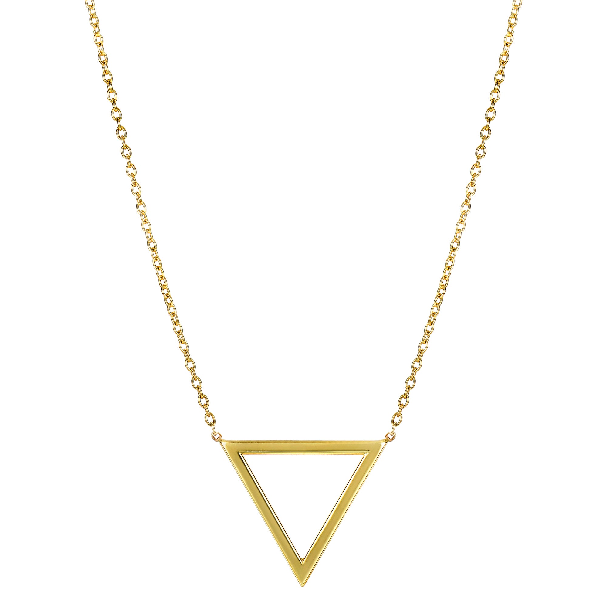 14k Yellow Gold Triangle Delta Symbol Pendant Necklace, 18" fine designer jewelry for men and women