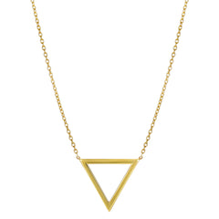 14k Yellow Gold Triangle Delta Symbol Pendant Necklace, 18" fine designer jewelry for men and women