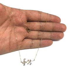 14k Yellow And White Gold Musical Notes Cable Chain Necklace, 17" fine designer jewelry for men and women