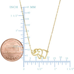 14k Yellow Gold Polished Elephant Silhouette Pendant Oval Cable Chain Necklace, 17" fine designer jewelry for men and women