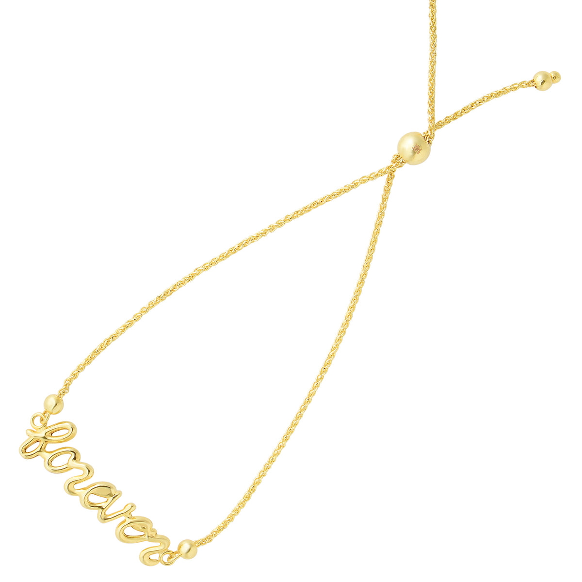 Forever In Script Element Bolo Friendship Adjustable Bracelet In 14K Yellow Gold, 9.25" fine designer jewelry for men and women
