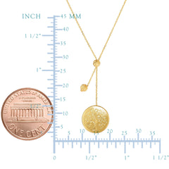 14k Yellow Gold Tree of Life Small Bead Lariat on Chain Necklace, 18" fine designer jewelry for men and women