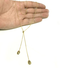 14k Yellow Gold Lariet Style Necklace, 24" fine designer jewelry for men and women