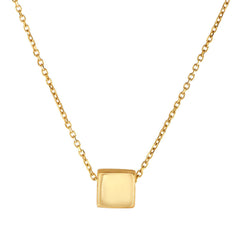 14k Yellow Gold Diamond Cut Square Shape Pendant Chain Necklace, 18" fine designer jewelry for men and women