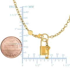 14k Yellow Gold Lock And Key Chain Necklace,18" fine designer jewelry for men and women