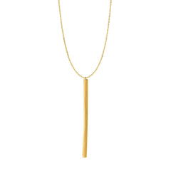 14k Yellow Gold Hanging Bar Necklace, 24" fine designer jewelry for men and women