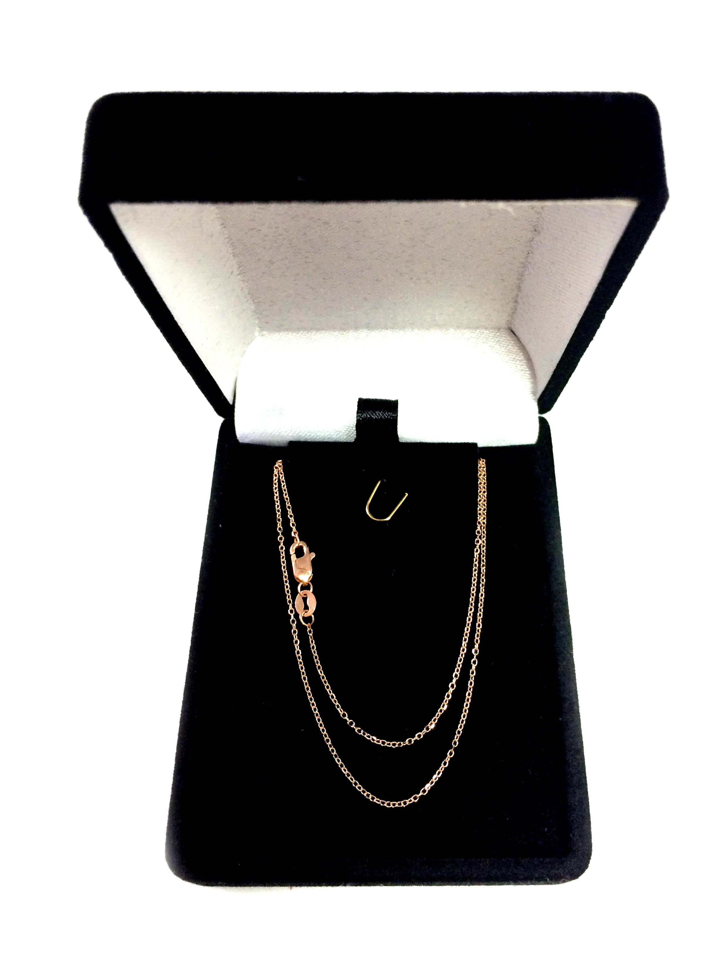 14k Rose Gold Cable Link Chain Necklace, 0.8mm fine designer jewelry for men and women