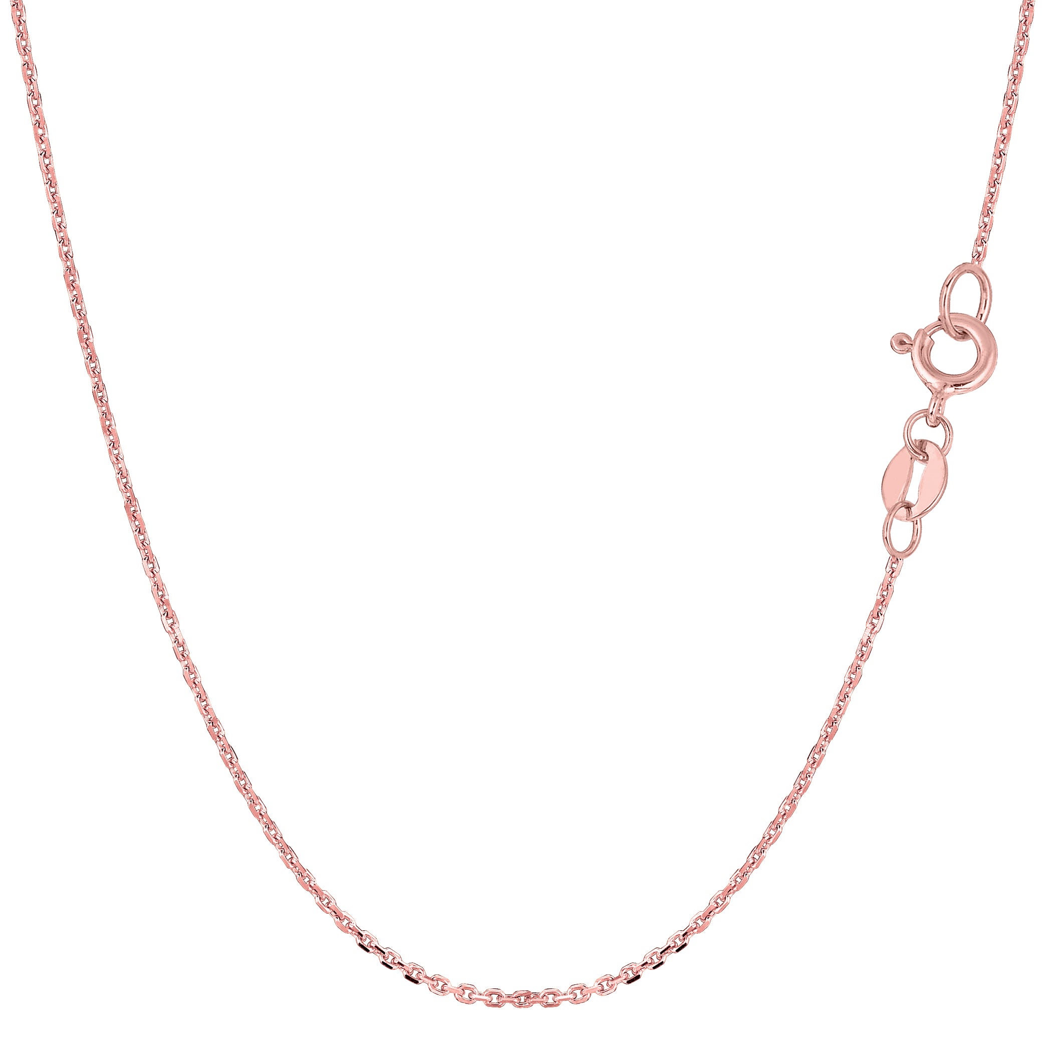 14k Rose Gold Cable Link Chain Necklace, 0.5mm fine designer jewelry for men and women