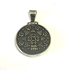 Oxidized Sterling Silver Byzantine Style Round Pendant - JewelryAffairs