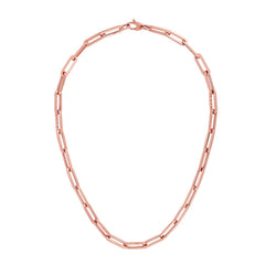 14k Rose Gold Paperclip Chain Necklace, 6mm fine designer jewelry for men and women
