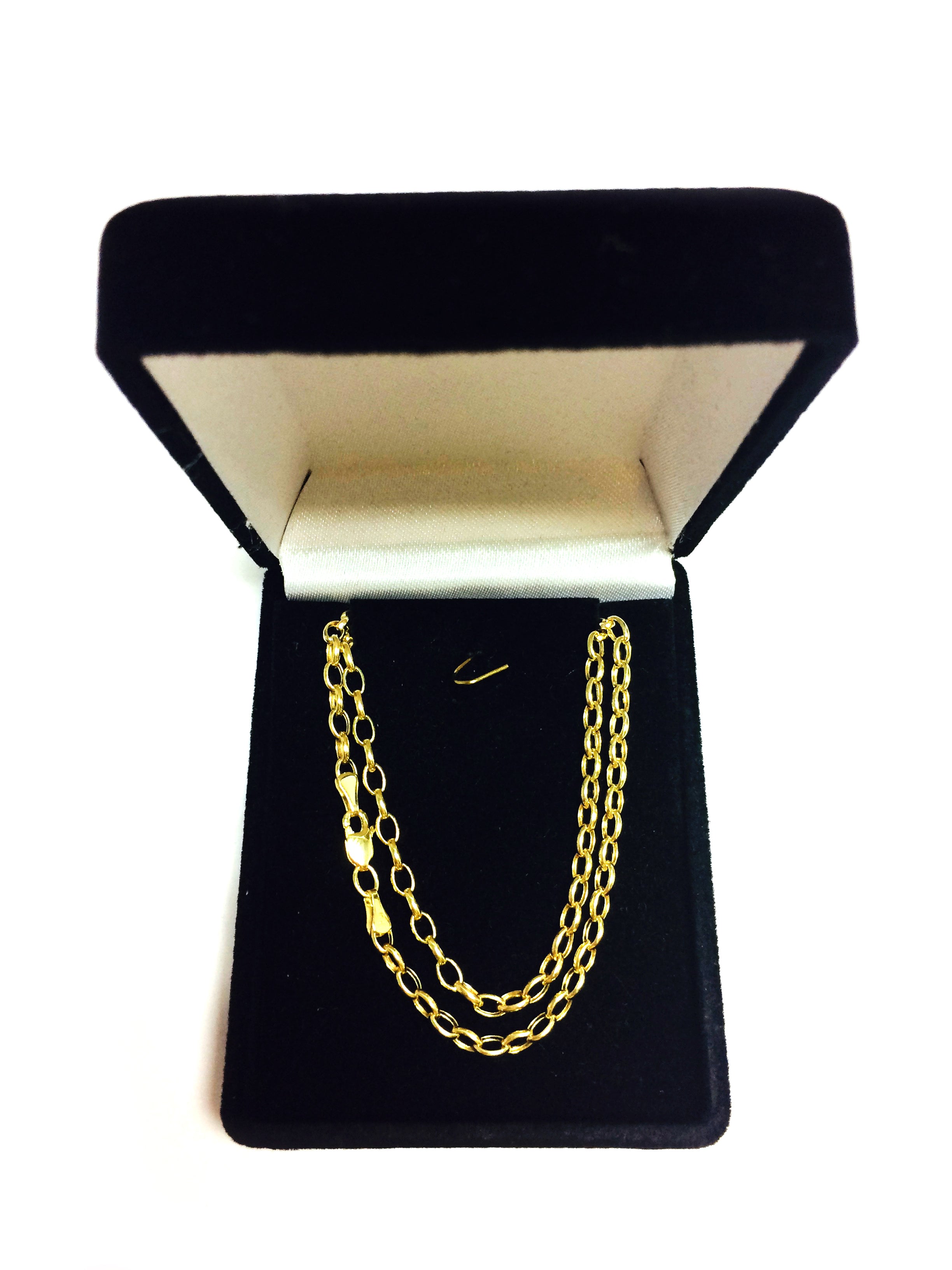 14k Yellow Gold Oval Rolo Link Chain Necklace, 3.2mm, 18" fine designer jewelry for men and women
