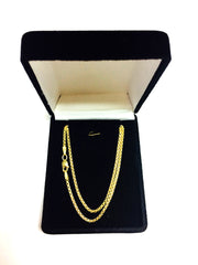 14k Yellow Gold Round Box Chain Necklace, 1.4mm fine designer jewelry for men and women
