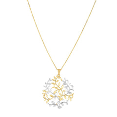 14k Yellow White Gold Tree Of Life Pendant Necklace, 18" fine designer jewelry for men and women