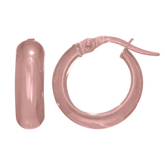 14K Gold Round Polished Hoop Earrings, 15mm fine designer jewelry for men and women