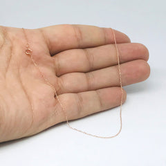 14k Rose Gold Rope Chain Necklace, 0.5mm, 18" fine designer jewelry for men and women