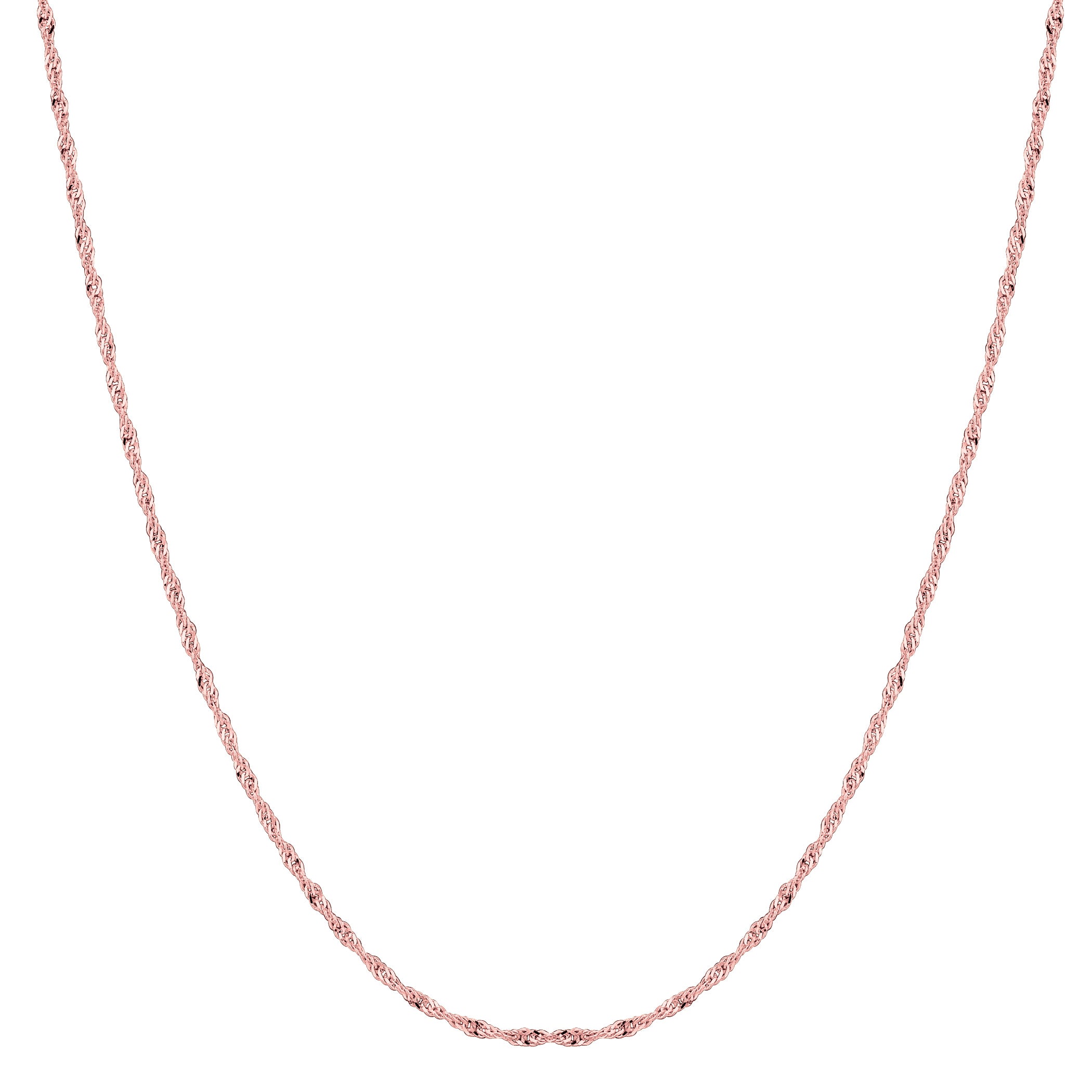 14k Rose Gold Singapore Chain Necklace, 1.0mm fine designer jewelry for men and women