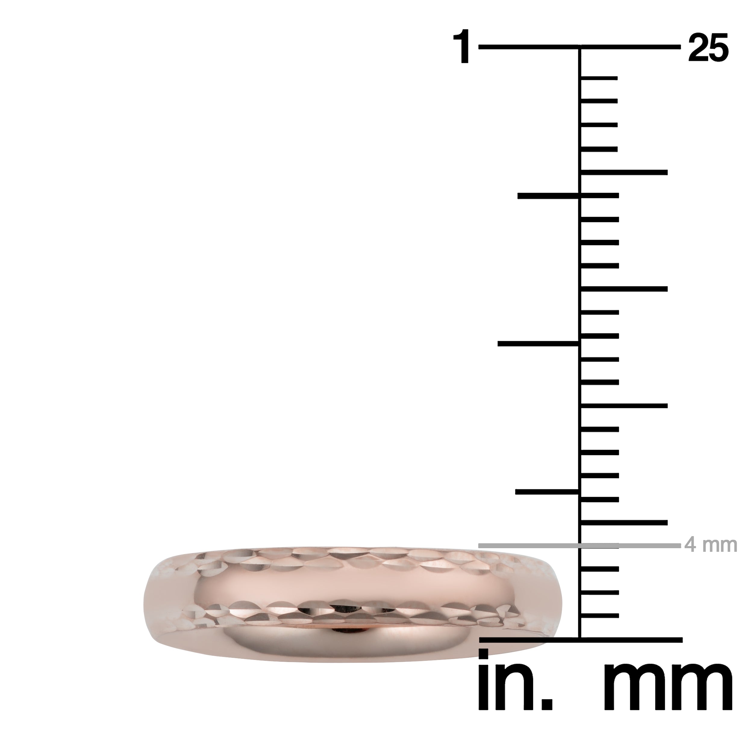 14k Rose Gold Diamond Cut 4mm Wide Hollow Wedding Band Ring fine designer jewelry for men and women