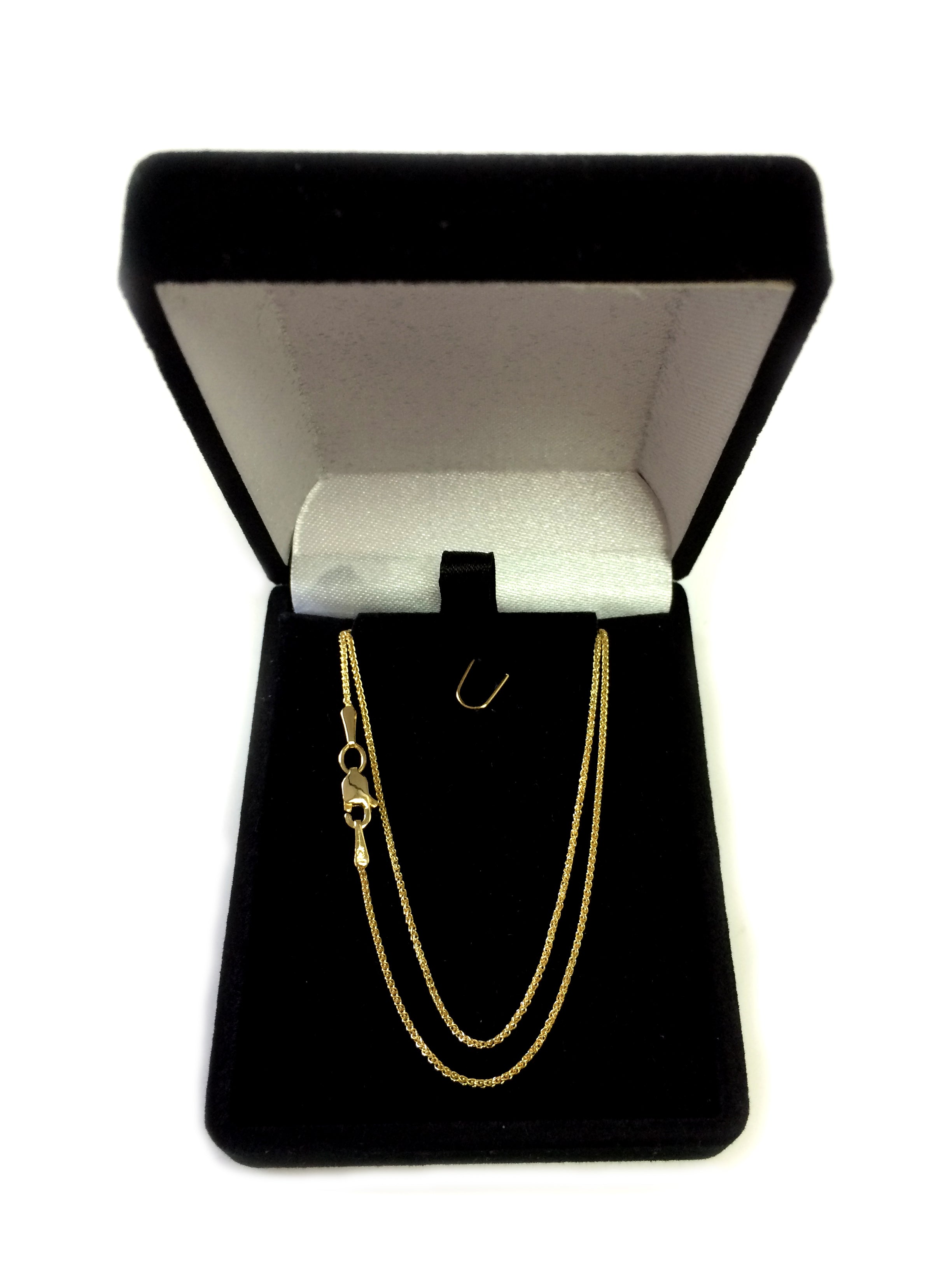 14k Yellow Gold Round Wheat Chain Necklace, 1.15mm fine designer jewelry for men and women