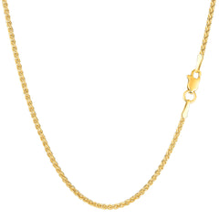 14k Yellow Gold Round Wheat Chain Necklace, 1.5mm fine designer jewelry for men and women