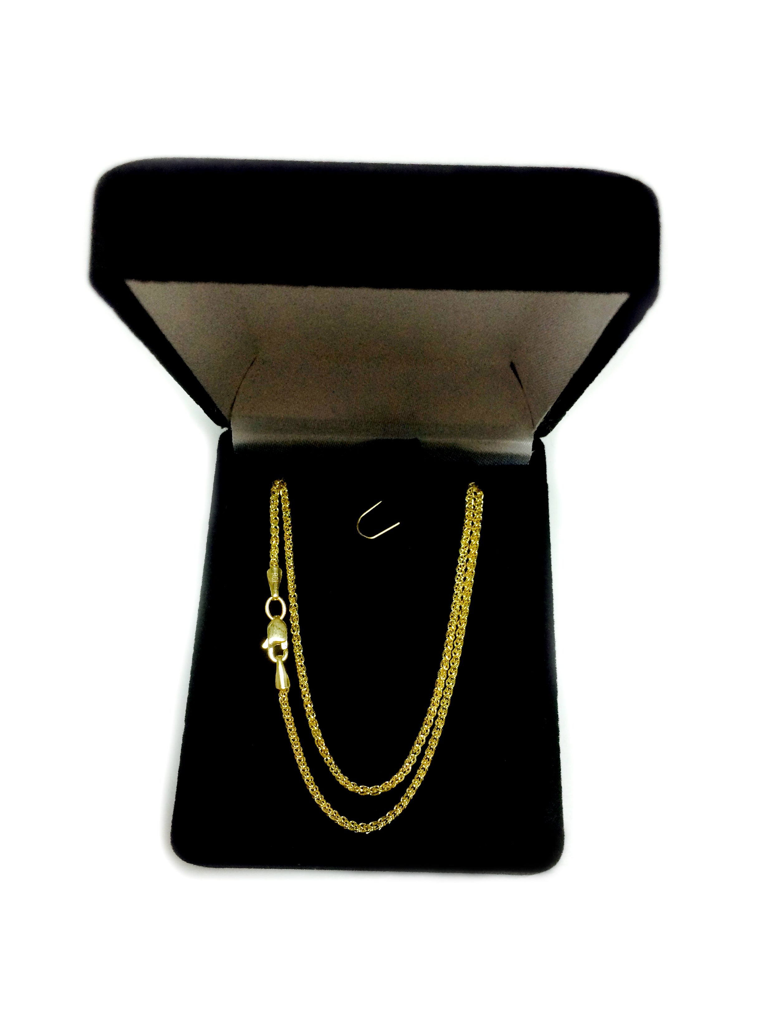 14k Yellow Gold Round Wheat Chain Necklace, 1.5mm fine designer jewelry for men and women