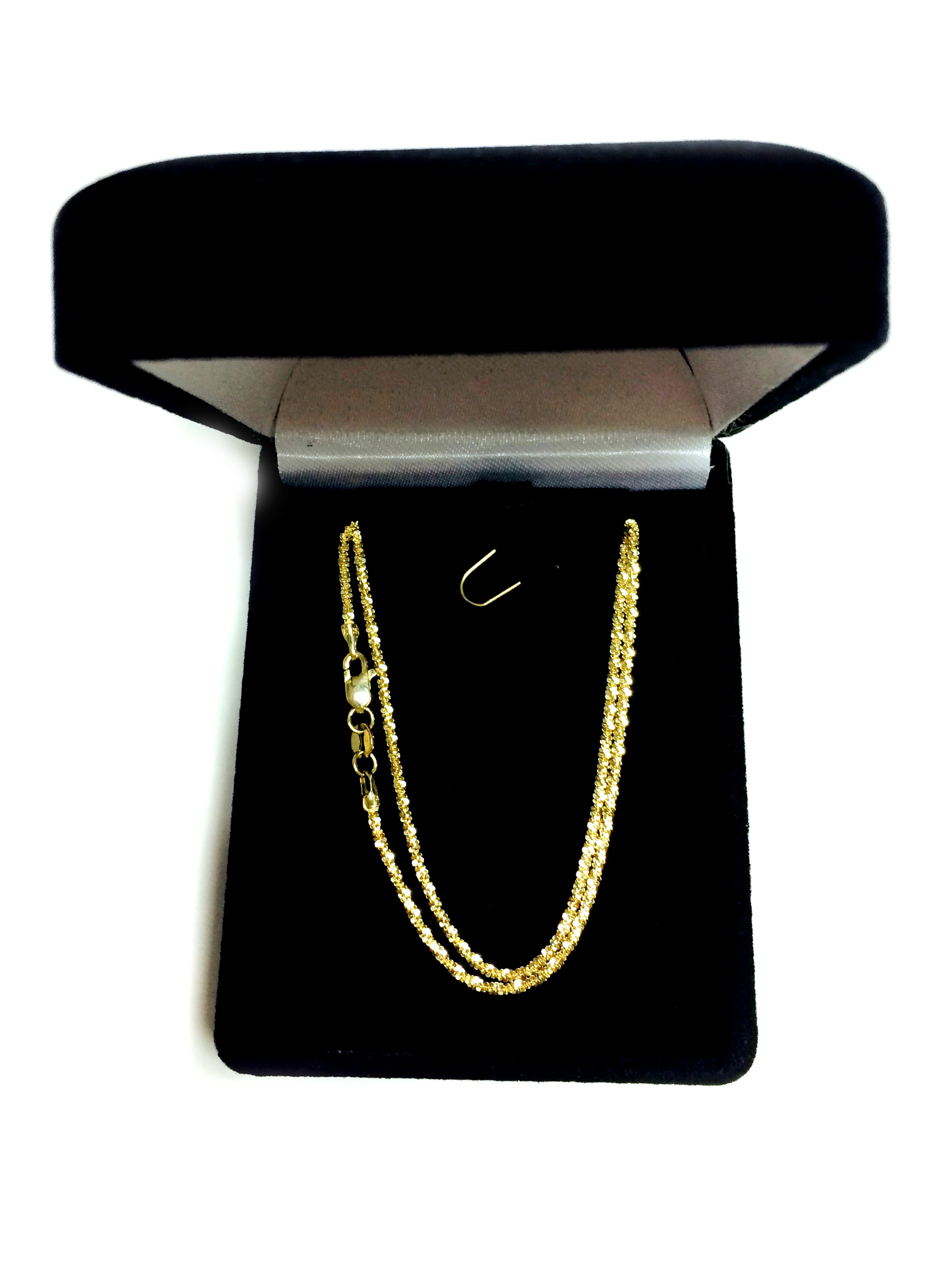 14k Yellow Gold Sparkle Chain Necklace, 1.5mm fine designer jewelry for men and women
