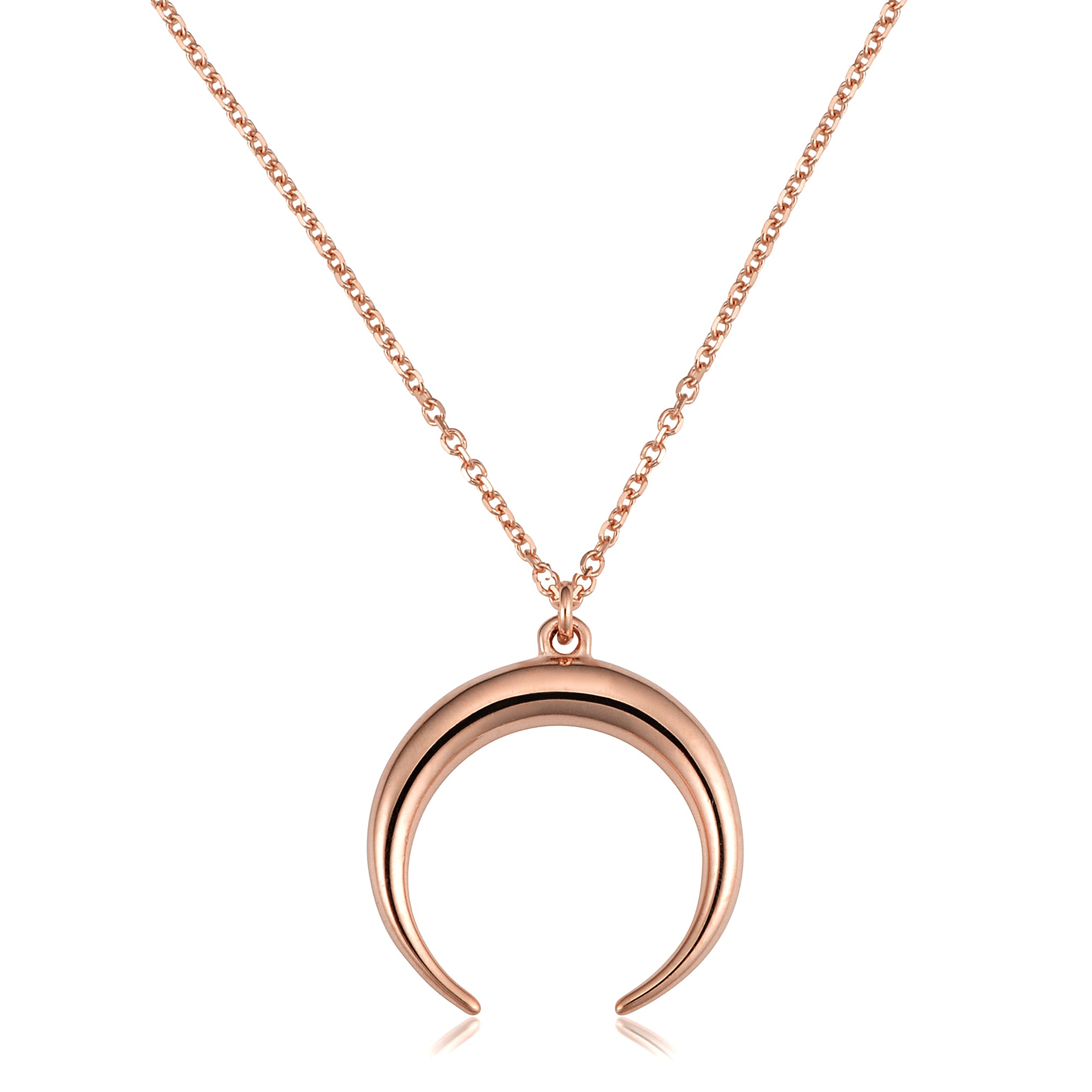 14K Gold Crescent Moon Pendant Necklace, 18" fine designer jewelry for men and women