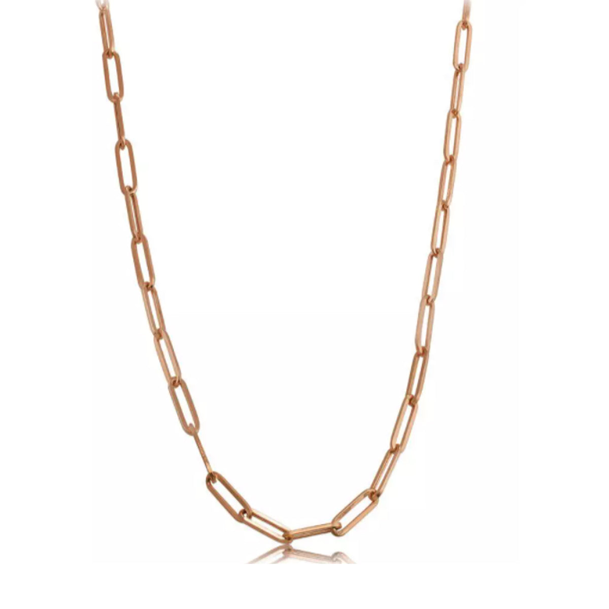 14k Rose Gold Paperclip Chain Necklace, 3mm fine designer jewelry for men and women