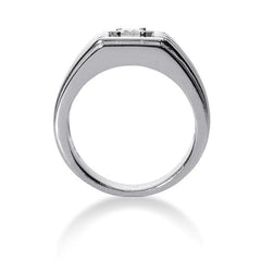 Round Brilliant Diamond Mens Ring in 14k white gold (0.25cttw, F-G Color, SI2 Clarity)