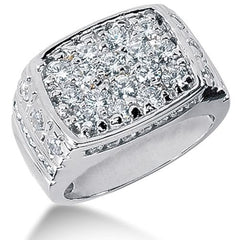 Round Brilliant Diamond Mens Ring in 14k white gold (2.68cttw, F-G Color, SI2 Clarity)