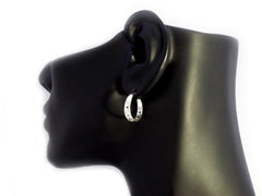Sterling Silver Rhodium Plated Ancient Greek Key Hoop Earrings, Diameter 16mm fine designer jewelry for men and women