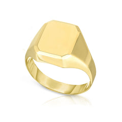 14k Yellow Gold Rectangle Disc Signet Womens Ring, 7 fine designer jewelry for men and women