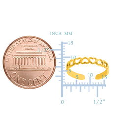 14K Yellow Gold Multiple Hearts Shiny Cuff Style Adjustable Toe Ring fine designer jewelry for men and women