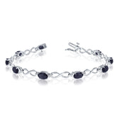 10K White Gold Oval Sapphire Stones And Diamonds Infinity Tennis Bracelet, 7" fine designer jewelry for men and women