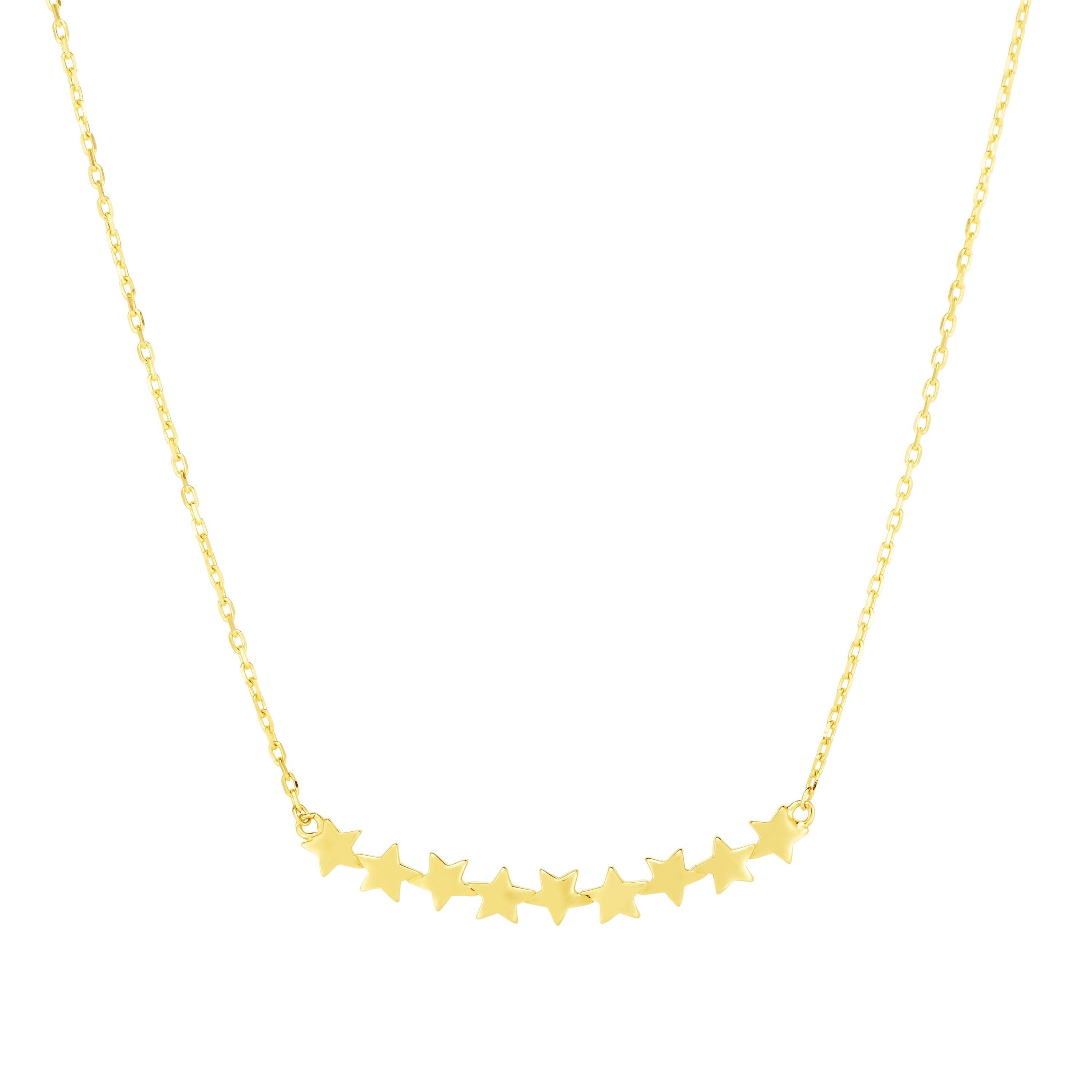 14k Yellow Gold Stars Pendant Necklace, 18" fine designer jewelry for men and women