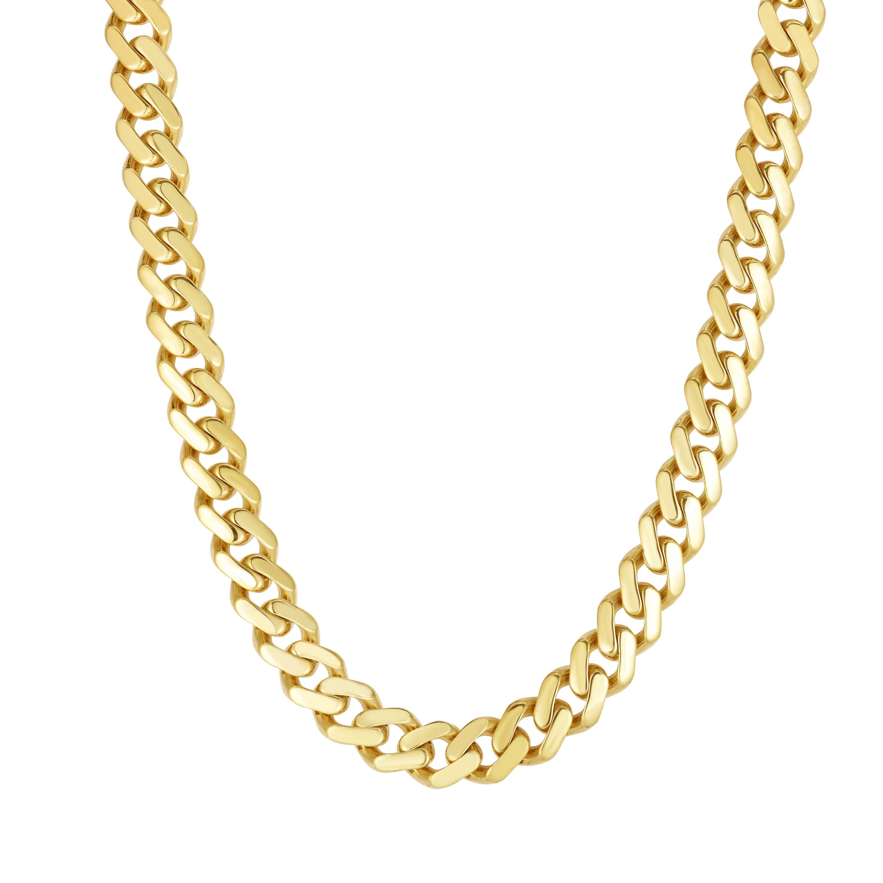 14k Yellow Gold Miami Cuban Link Chain Necklace, Width 9.5mm, 22" fine designer jewelry for men and women