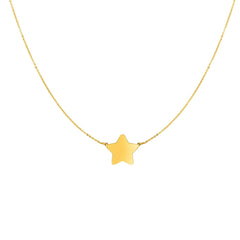 14k Yellow Gold Star Charm Necklace, 18" fine designer jewelry for men and women
