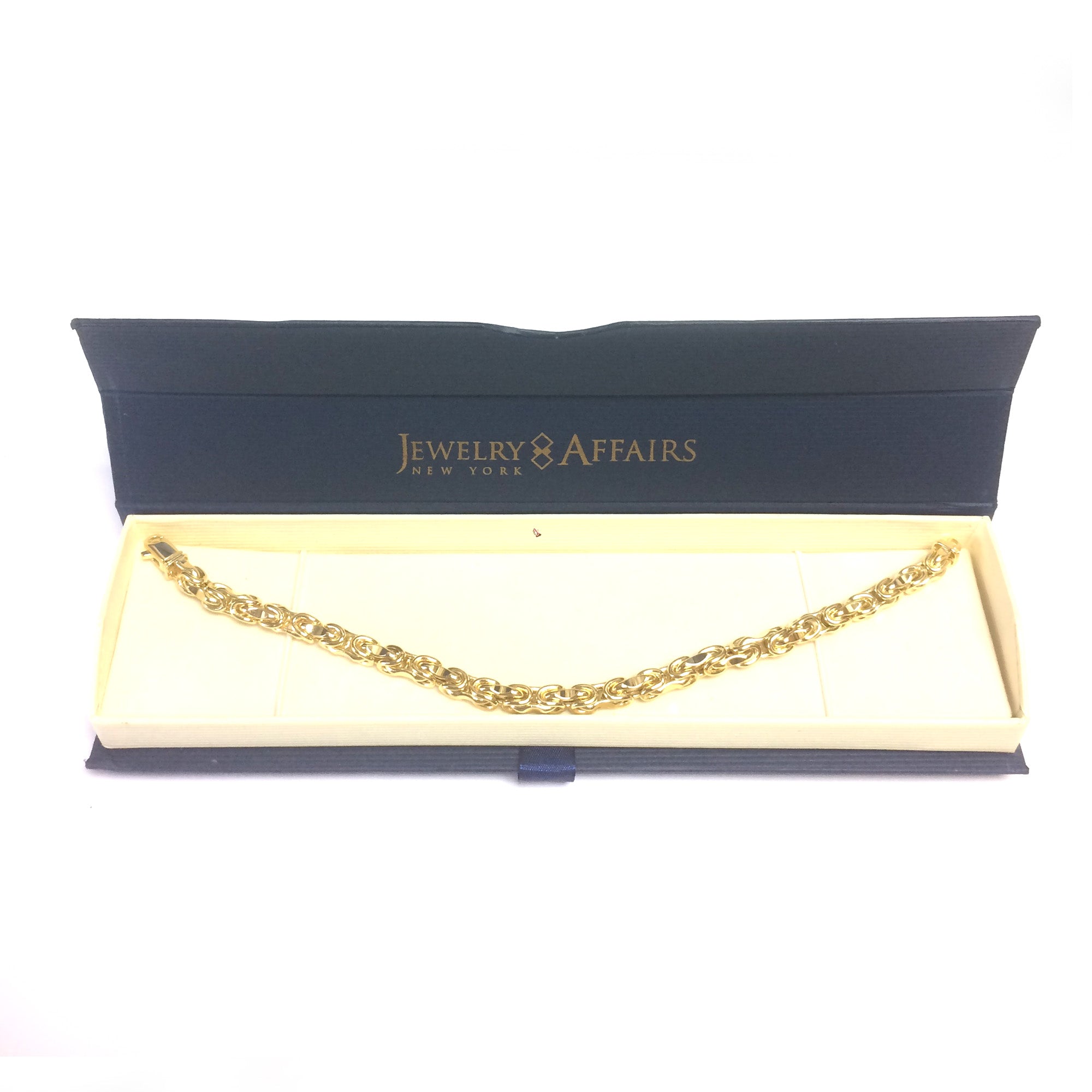 14k Yellow Gold Interconnected Link Mens Bracelet, 8.5" fine designer jewelry for men and women