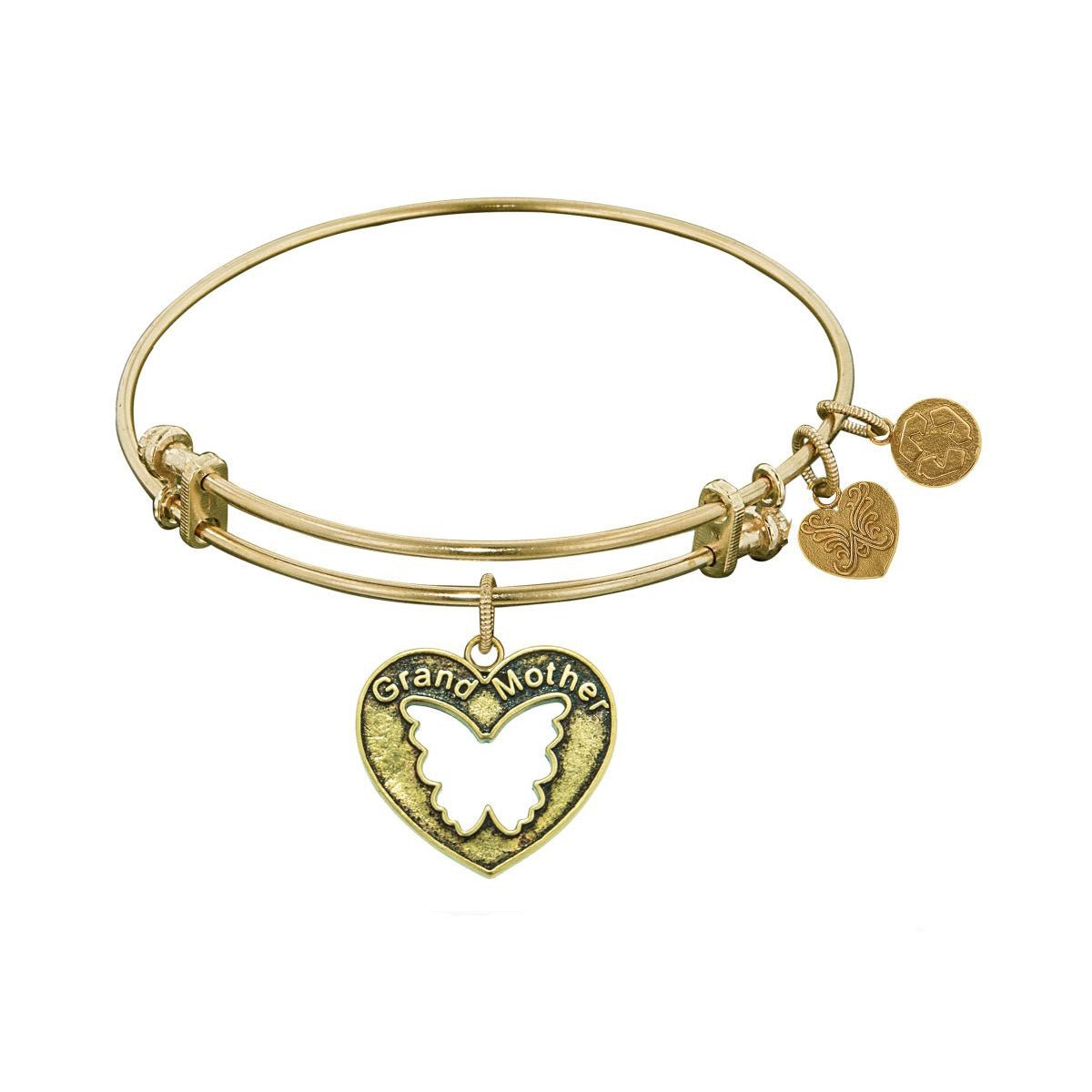 Smooth Finish Brass Grand Mother Angelica Bangle Bracelet, 7.25"