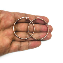 14k Rose Gold 2mm Polished Round Tube Hoop Earrings fine designer jewelry for men and women