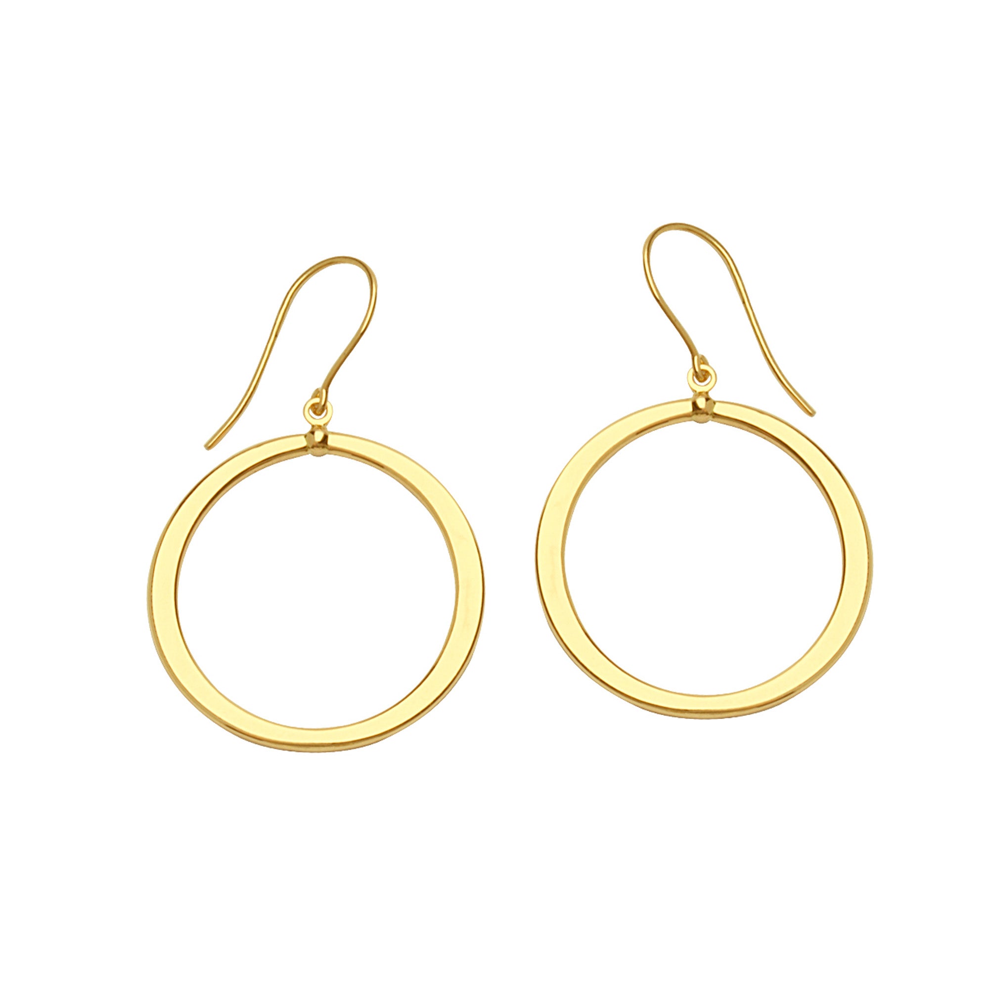 14K Yellow Gold Shiny Round Drop Earrings fine designer jewelry for men and women