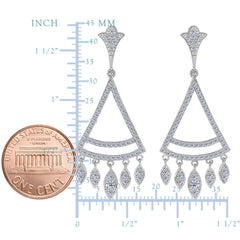 Sterling Silver And Cubic Zirconia Triangle Shaped Chandelier Earrings - JewelryAffairs