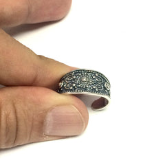 Sterling Silver Byzantine Adjustable Band Ring - JewelryAffairs